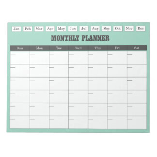 Monthly Planner Teal Simple Calendar Anteckningsblock