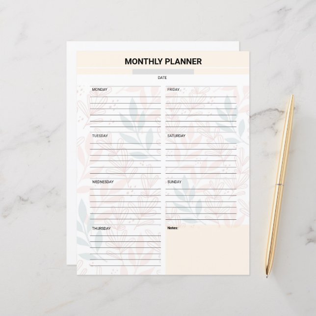 Monthly Planner Template (Fram/Back In Situ)