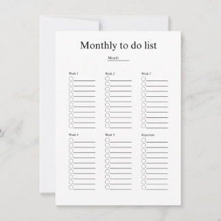 Monthly to do list anteckningskort