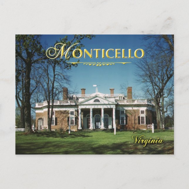 Monticello, Jeffersons hem, Virginia Vykort (Framsida)