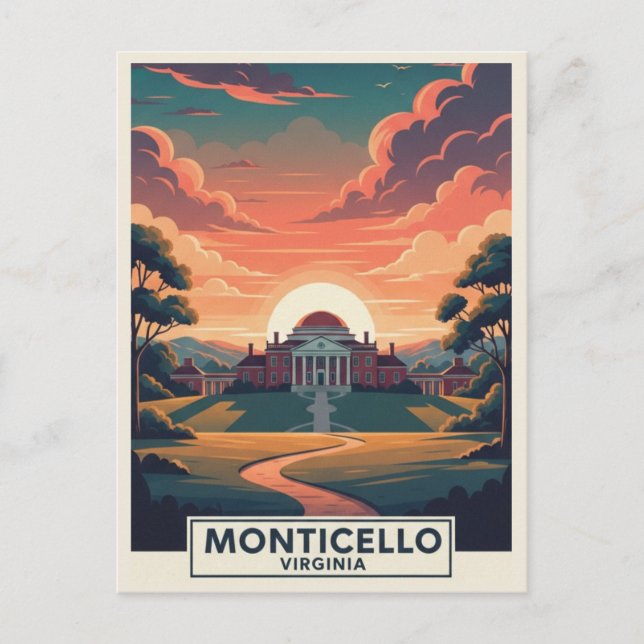 Monticello Virginia Resa Vykort (Framsida)