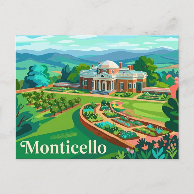 Monticello Virginia Vykort (Framsida)