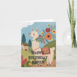 Möntkort för blommigt av den söta alpaca- i gratti tack kort