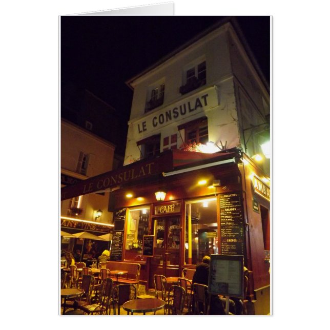 Montmartre Cafe, Paris på natten Hälsningskort (Framsidan)