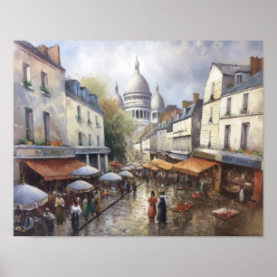 Montmartre Frankrike Ligcape Art Print Poster