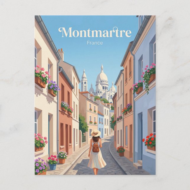 Montmartre-gator Frankrike Vykort (Framsida)