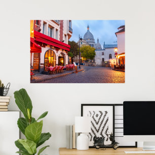 Montmartre i Paris, Frankrike Old Street Cafe Poster