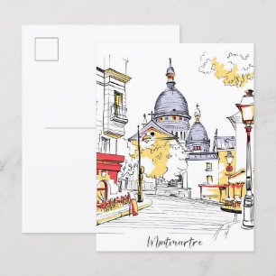 Montmartre Paris Frankrike Illustration Resa Vykort
