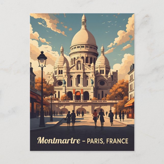 Montmartre Paris med Sacré Coeur-basilikan Vykort (Framsida)