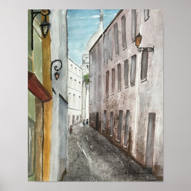 MONTMARTRE, PARIS, VATTENFÄRG POSTER (Framsidan)