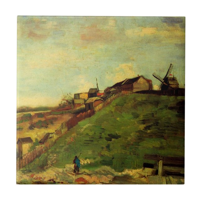 Montmartre: Quarry, Mills av Vincent van Gogh Kakelplatta (Framsidan)
