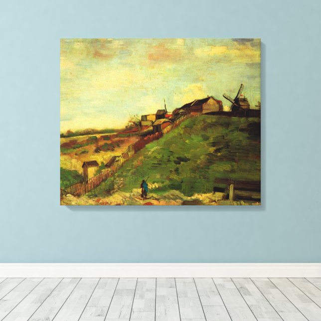 Montmartre: Stenbrott, kvarnen av Vincent van Gogh Canvastryck (Insitu (trägolv))