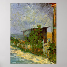Montmartre Väg med solblommor av Van Gogh. Poster