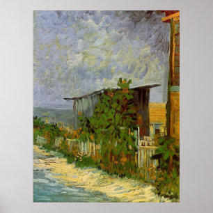 Montmartre Väg med solblommor av Van Gogh. Poster