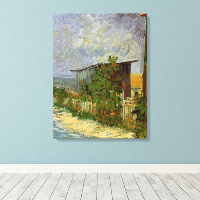 Montmartre Väg och Sunblommor av Vincent van Gogh Canvastryck (Insitu (trägolv))