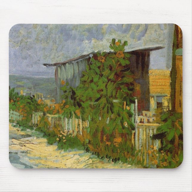 Montmartre Väg och Sunblommor av Vincent van Gogh Musmatta (Framsidan)