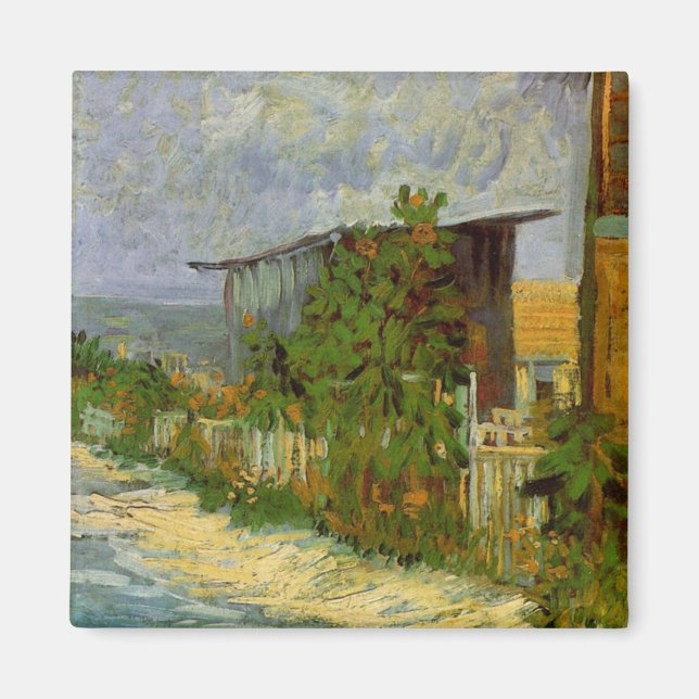 Montmartre-vägen och solrosor av Vincent van Gogh Magnet (Framsidan)