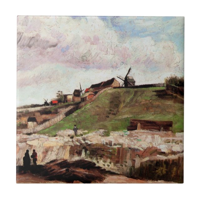 Montmartrebacken med stenbrott av Vincent van Gogh Kakelplatta (Framsidan)