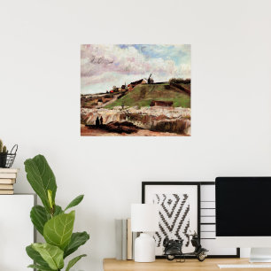 Montmartrebacken med stenbrott av Vincent van Gogh Poster