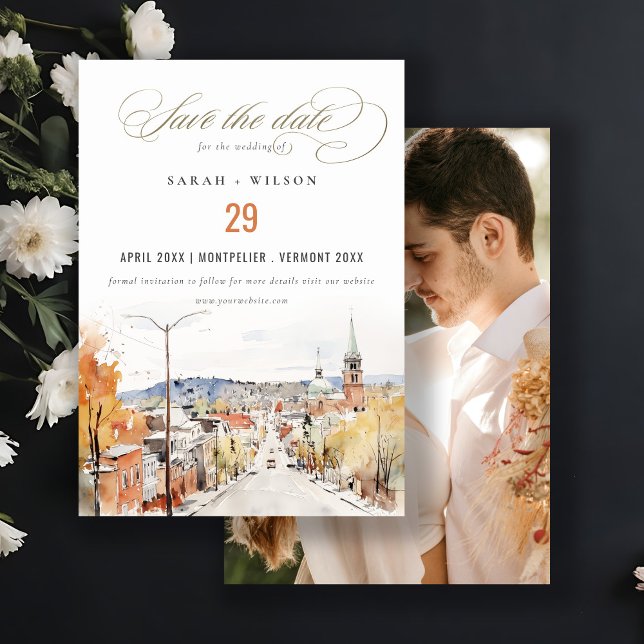 Montpelier City Scape Vermont Bröllop Photo Spara Datumet (Skapare uppladdad)