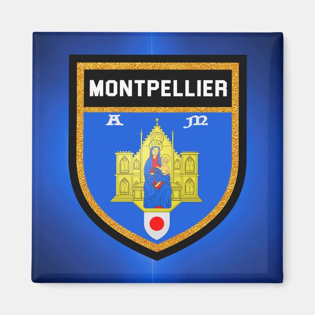 Montpellier Flagga Magnet (Framsidan)