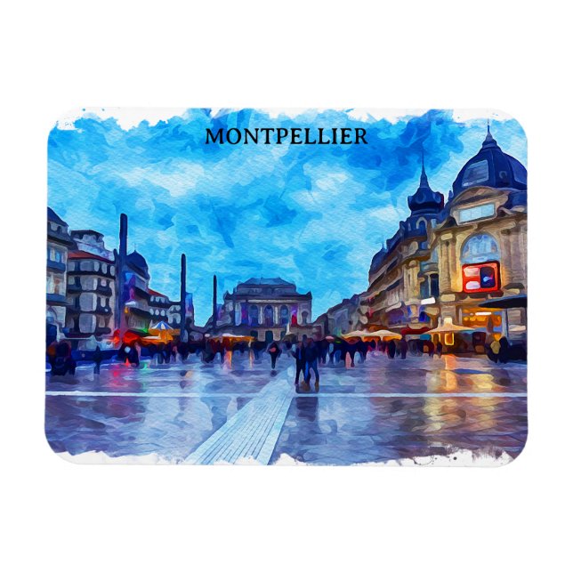 Montpellier France Place de la Comédie View Magnet (Horisontell)