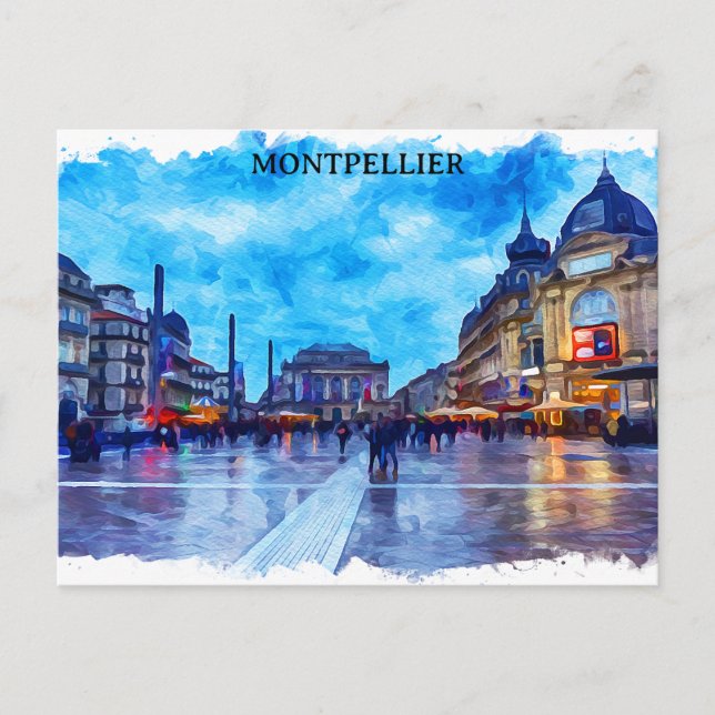 Montpellier France Place de la Comédie View Vykort (Framsida)