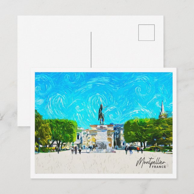 Montpellier Frankrike BeSnyval Oil Paint Ligcape Vykort (Fram/baksida)