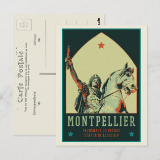 Montpellier Louis XIV-statubelysning Frankrike Vykort