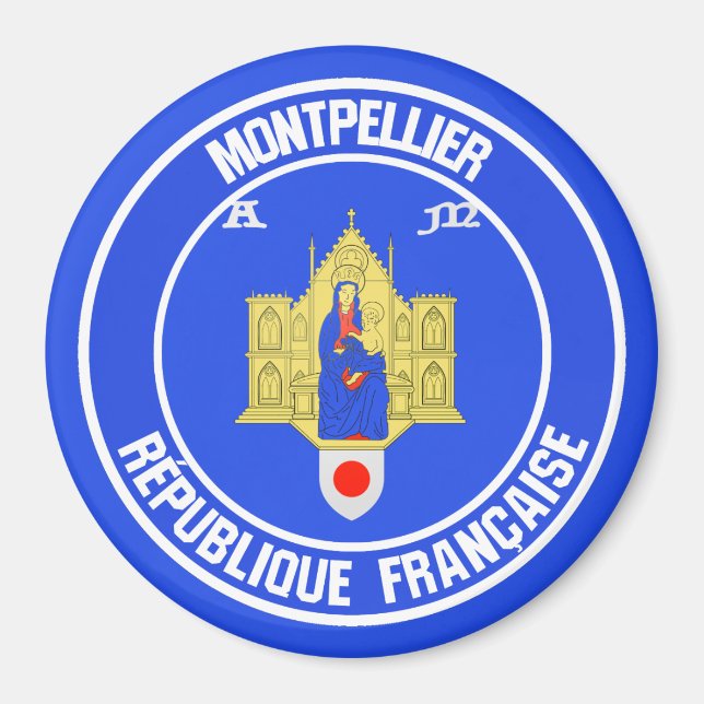 Montpellier Round Emblem Magnet (Framsidan)