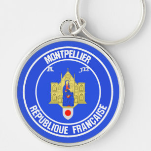 Montpellier Round Emblem Rund Silverfärgad Nyckelring