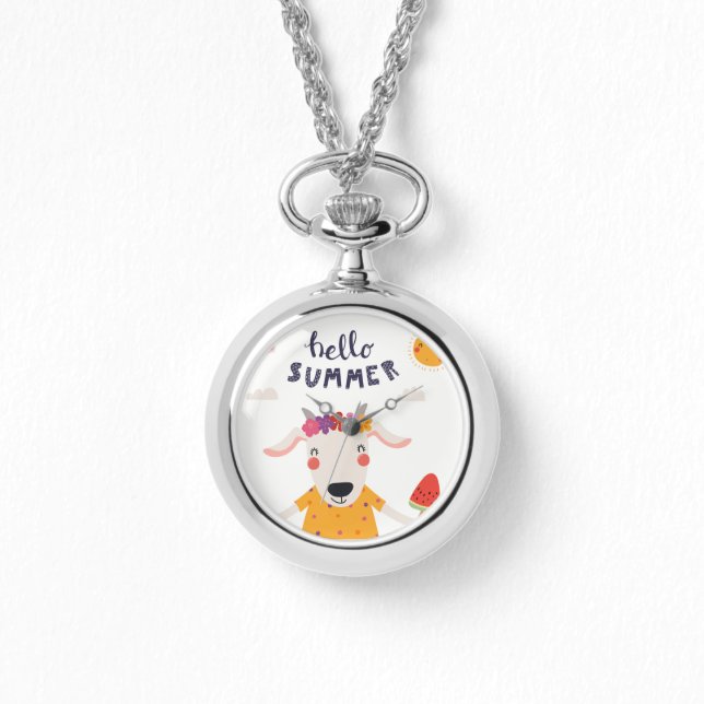 Montre Femme Hello Summer Double Bracelet Argent Armbandsur (Framsida)