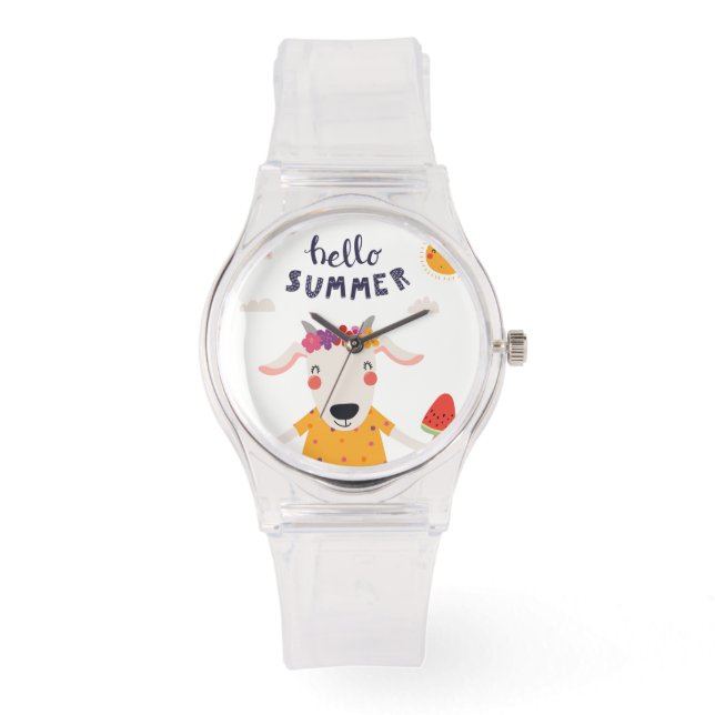 Montre Femme Hello Summer Sportive Silicon Rose Armbandsur (Framsida)