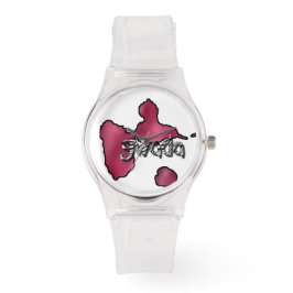 Montre femme rose avec carte de la Guadeloupe Armbandsur