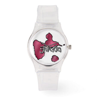 Montre femme rose avec carte de la Guadeloupe Armbandsur