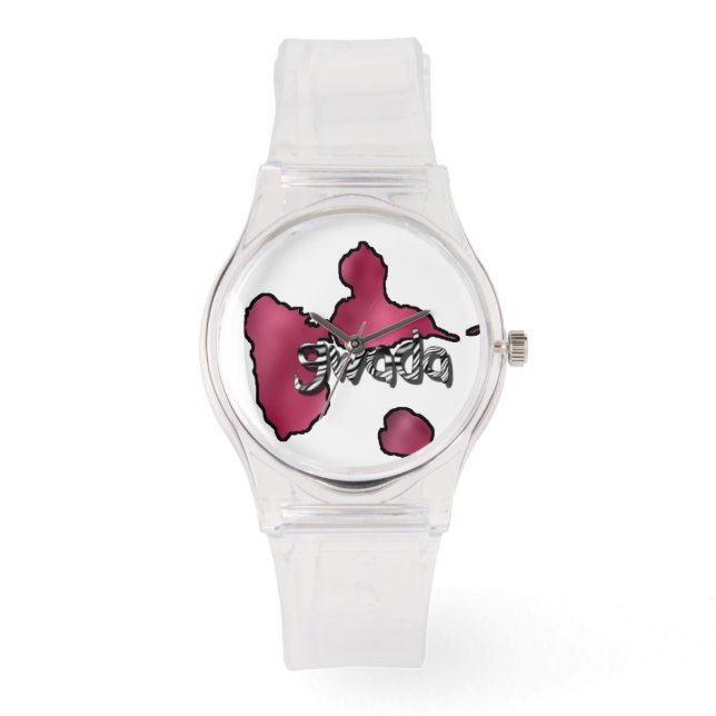 Montre femme rose avec carte de la Guadeloupe Armbandsur (Framsida)