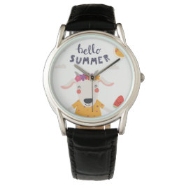 Montre Hello summer - Classique cuir noir Armbandsur