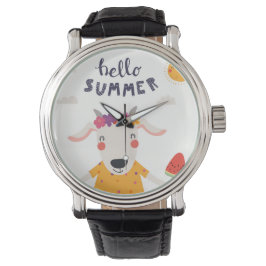 Montre Hello summer - cuir vintage noir Armbandsur