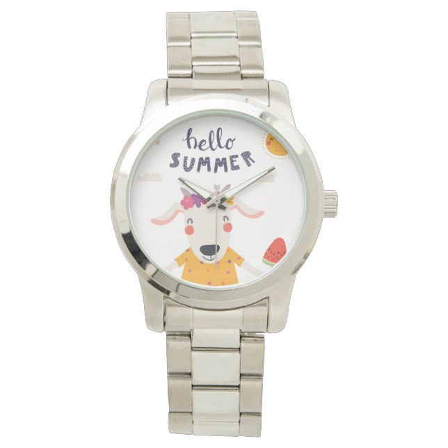 Montre Hello summer - gros bracelet argent Armbandsur (Framsida)