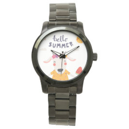 Montre Hello summer gros bracelet noir Armbandsur
