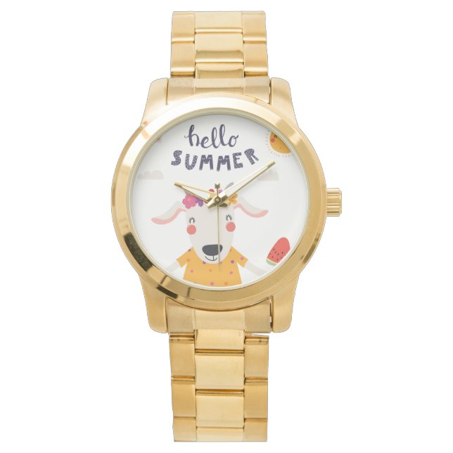 Montre Hello summer - gros bracelet or Armbandsur (Framsida)