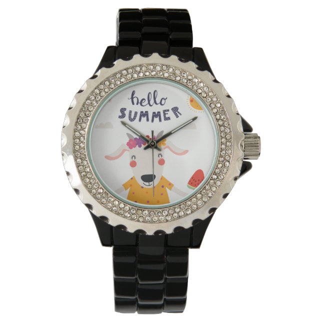 Montre Hello summer Strass alliage émail noir Armbandsur (Framsida)