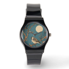 Montre Moonlit Bird on Blossom Branch Armbandsur