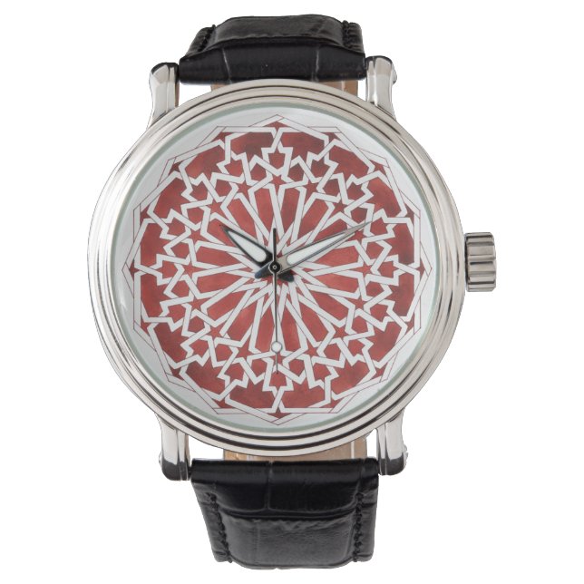 Montre Mosaïque marocaine rouge ALCAZAR Armbandsur (Framsida)