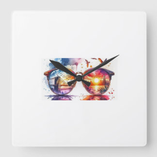 Montre Murale Lunettes Artistiques – Reflets de Vi Fyrkantig Klocka