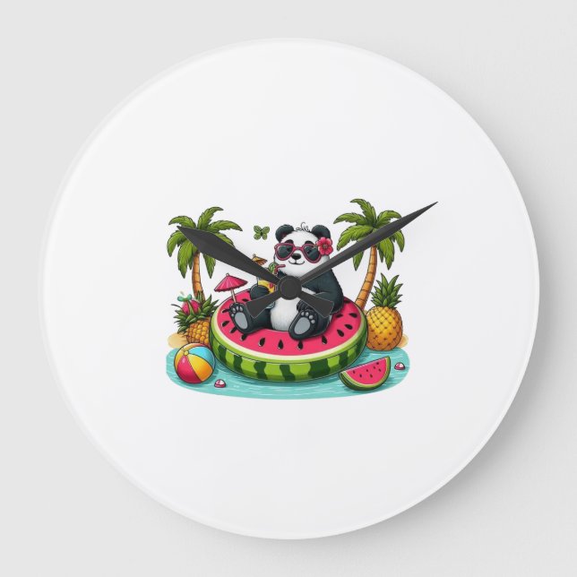Montre Murale Panda Tropical – Ambiance Summer Fun Stor Klocka (Framsida)