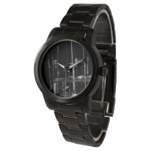 montre noir et blanc bateau abstraite, 