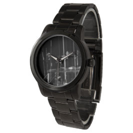 montre noir et blanc bateau abstraite, armbandsur