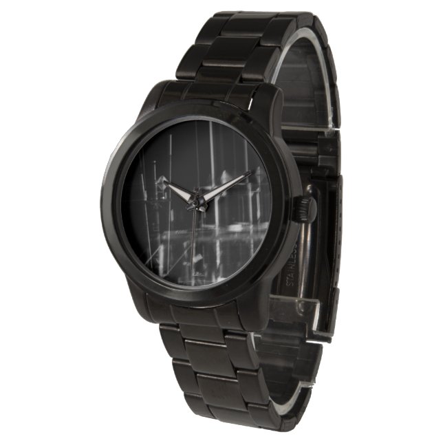 montre noir et blanc bateau abstraite,  armbandsur (Vinklad)