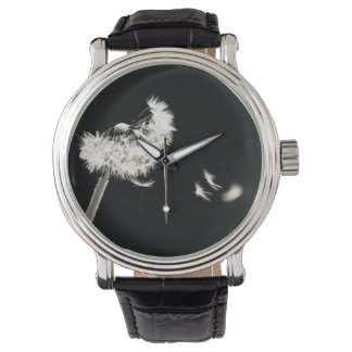 Montre noire pissenlit noir et blanc armbandsur